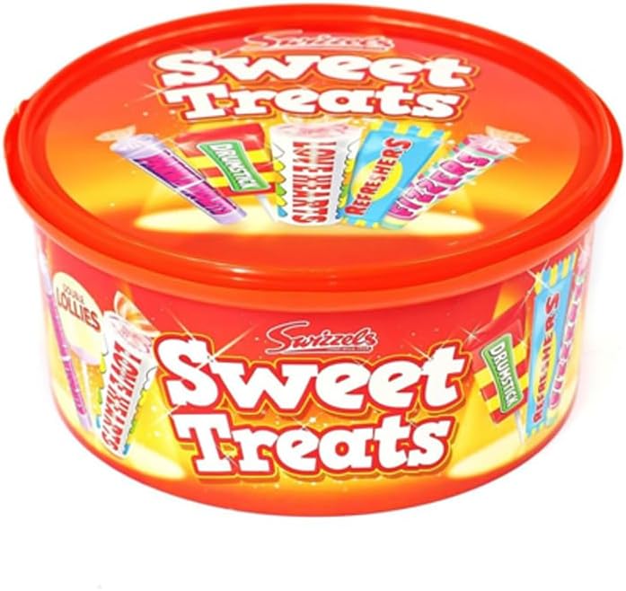 Sweet Treats Assortment Tub – Mixed Retro Sweets Gift Box with Love Hearts, Refreshers, Drumsticks & More – Party Favourites for Kids & Adults | 600g (Pack 1, Sweet Treats)