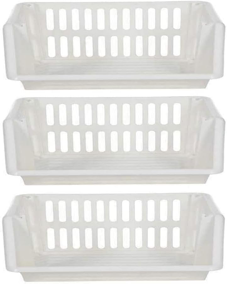 Compact 3 Tier Stackable Kitchen Sink Organiser| Durable Plastic Storage Basket | Multi-Purpose Stacking Basket | Kitchen Shelves Veg Rack, Plastic Fruit Storage Stand (Silver, 18 Centimetres)