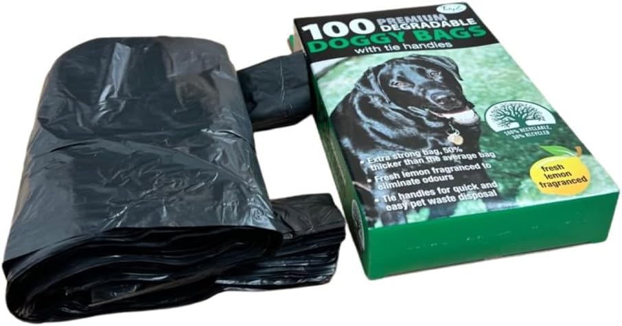 Scented Dog Poop Bags with Tie Handles | Double Thick Extra Large Poo Bags, Leak Proof Pet Waste Sacks for Dog Poo, Cat Litter | Strong Waste Cleanup Bag (600)