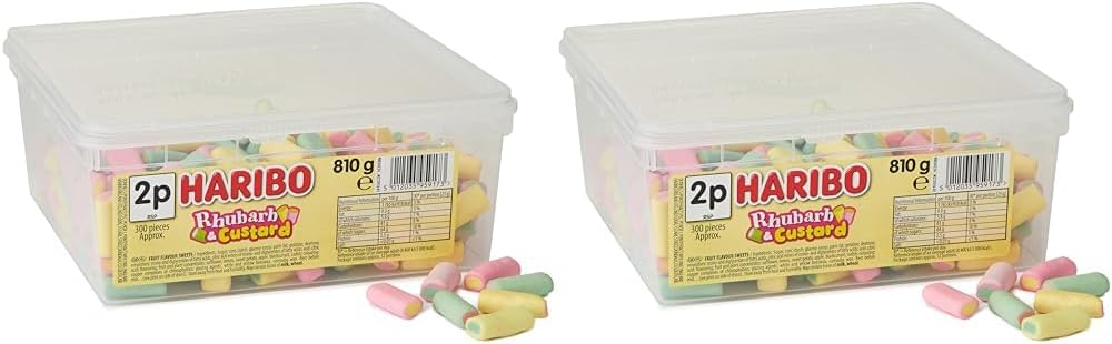 HARIBO sweets 810g tub, RHUBARB AND CUSTARD
