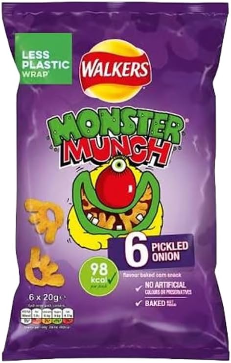 Walkers Crisps Variety Multipack | Assorted Flavours – Classic British Snack Box for Sharing, Lunchbox & Traveling – Family Party Pack Flavored Crispy Snacks (Pack 3, 6xTomato Ketchup 25g)