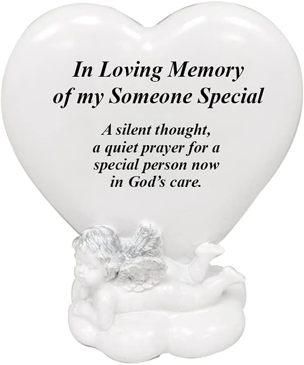 OnlineStreet Memorial Heart Plaques Grave Cherub Ornaments - Personalised Grave Decoration Plaques, Cherub, Engraved with Remembrance Quotes in Loving Memory of your Special Ones (Husband)