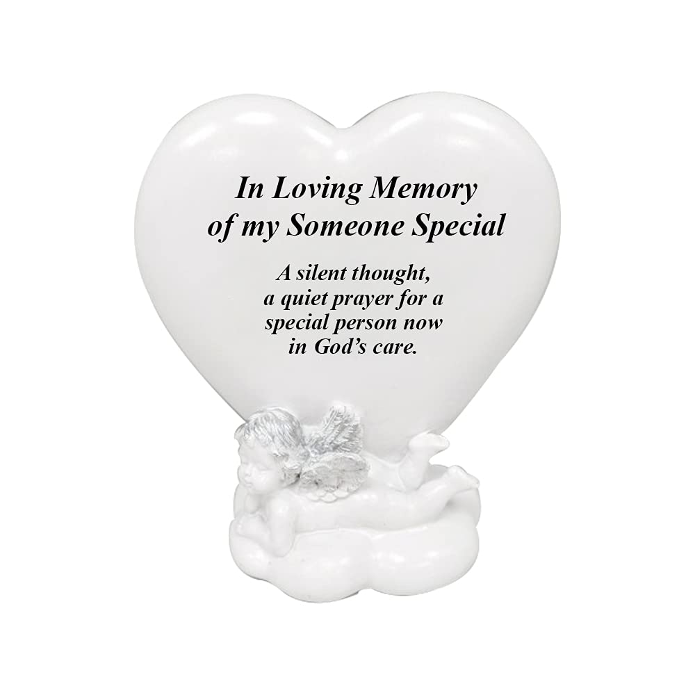 Memorial Heart Plaques Grave Cherub Ornaments - Personalised Grave Decoration Plaques, Cherub, Engraved with Remembrance Quotes in Loving Memory of your Special Ones (Someone Special)