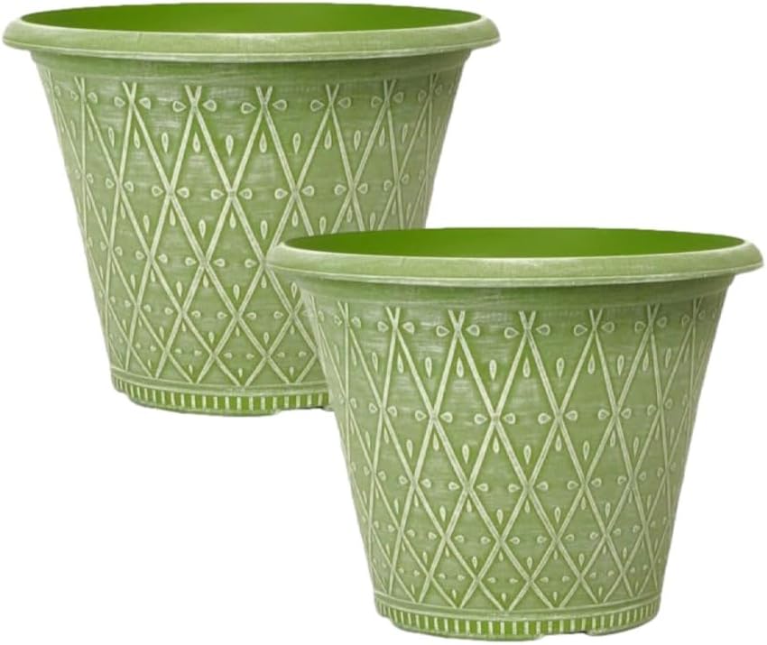 shopior Plastic Prisma Planters | Festive Garden Planting Pot 9L – Round Garden Plant Pots with Drainage Holes | Weatherproof Decorative Patio Flower Pot - (30cm - Purple, Pack 1)