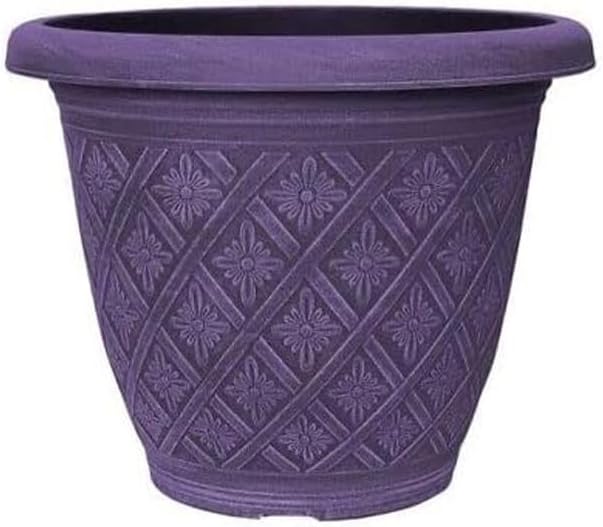 33cm 13inch Round Garden Plant Pot – Outdoor Decorative Planter – Weatherproof Plastic Woven Flower Pot with Drainage Holes – Indoor Outdoor Pot for Gardens, Balconies & Windowsills (Blue, Pack 2)
