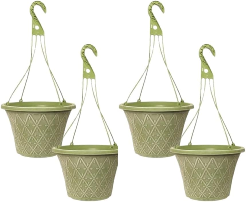 30cm Hanging Basket - Decorative Round Garden Flower Plant Pot | Woven Flower Outdoor Decorative Planter – Weatherproof Plastic with Drainage Holes –For Gardens & Balconies (Purple, Pack of 2)