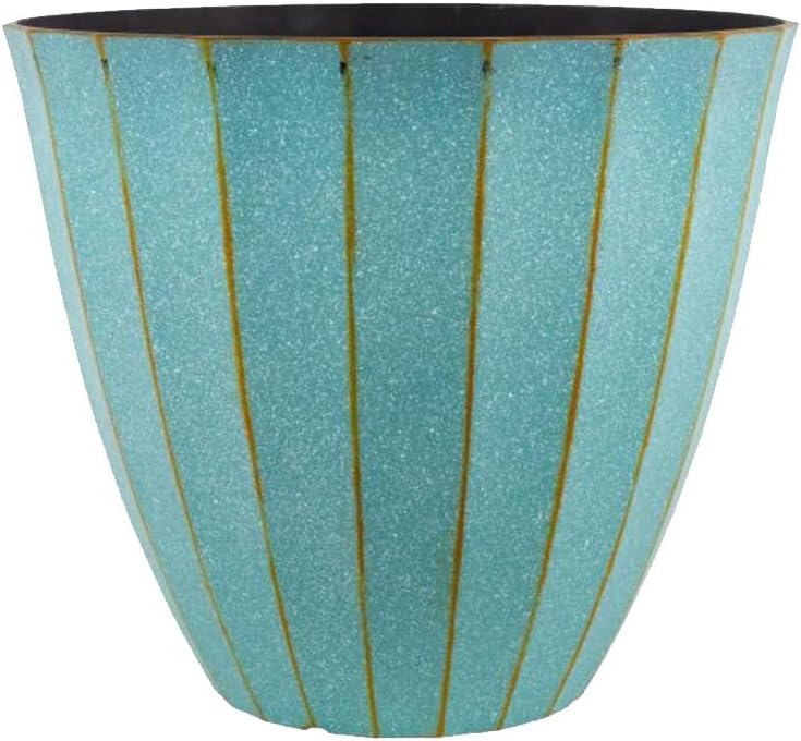 Patina Copper Planters | Garden Decor Planting Pot 26L – Plastic Garden Plant Pots with Drainage Holes | Weatherproof Decorative Patio Flower Pot for Outdoor & Indoor Use (Patina Copper-40cm, Pack 2)