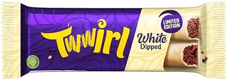 Twwirl White Dipped Chocolate Bar 43g – Creamy White Choco Snacks, Chocolate Candy Bars | Birthday, Xmas, Easter, Halloween & Thank You Gift Treats for Kids and Adults (Pack 3)