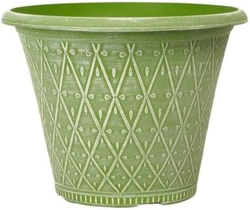 shopior Plastic Prisma Planters | Festive Garden Planting Pot 9L – Round Garden Plant Pots with Drainage Holes | Weatherproof Decorative Patio Flower Pot - (30cm - Purple, Pack 1)
