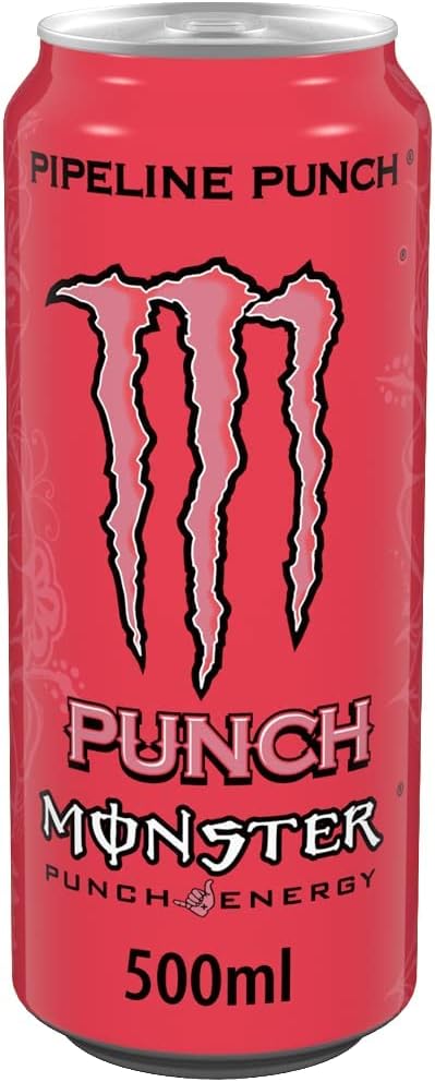 Monster Energy Pipeline Punch - Caffeinated Energy Drink with Refreshing Punch Flavour of Passion Fruit, Orange and Guava - in Practical Disposable Tins (12 x 500 ml)