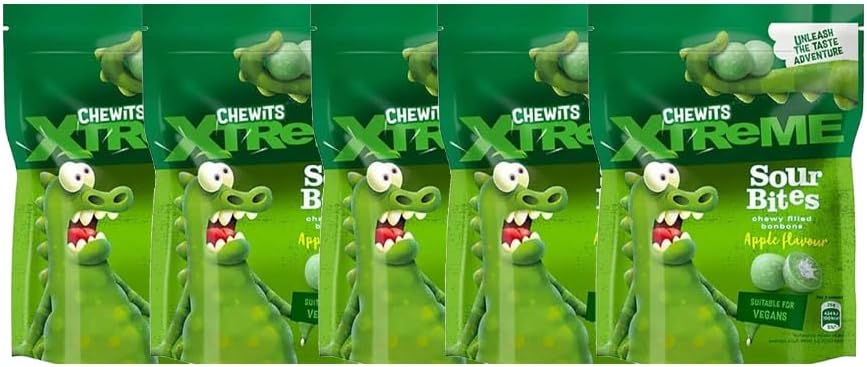 Chewits Juicy Bites 115g | Raspberry, Strawberry, Apple & Lemon Sour Flavoured Chewy Sweets | Real Fruit Juice, Soft Chews for Kids & Adults (Chewits Strawberry)