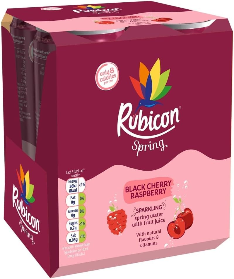 Rubicon 18 Pack Sparkling Mango Flavoured Fizzy Drink with Real Fruit Juice, Handpicked Fruits for a Temptingly Intense Taste "Made of Different Stuff" - 18 x 330ml Cans