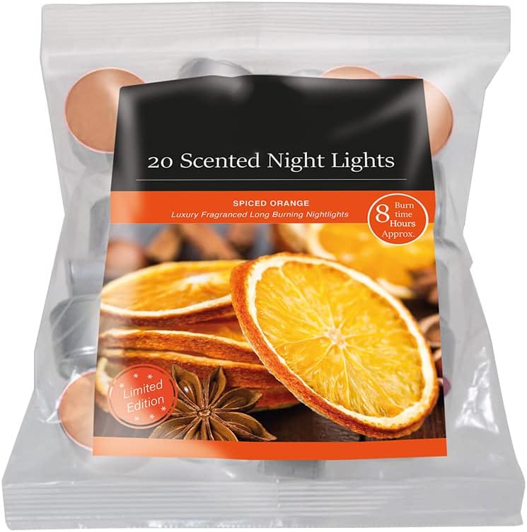 OnlineStreet Scented Tealight Votive Candles Pack - Wax Tarts in Different Assorted Refreshing Fragrances with 8 Hours Burning Time (Spiced Orange)