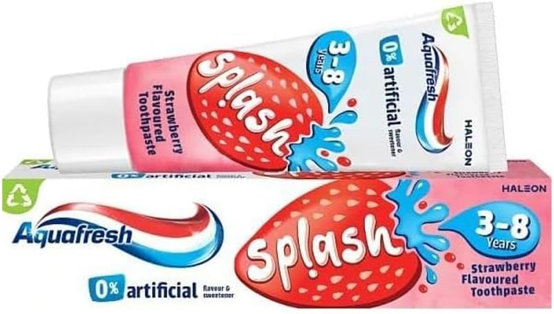 Aquafresh Splash Kids Toothpaste Strawberry Flavour for Kids Ages 3–8 Years | Fluoride Enamel & Cavity Protection Children’s Toothpaste with Puffy Sticker Sheet for Fun - 50ml (4)