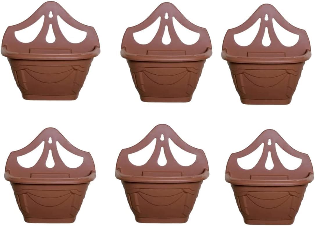 shopior Wall Flower Planters | Outdoor Plastic Planters | Balcony Garden Planters | Garden Wall Planters | Terracotta (Terracotta - Set of 4)