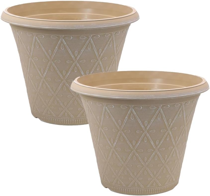 shopior Plastic Prisma Planters | Festive Garden Planting Pot 9L – Round Garden Plant Pots with Drainage Holes | Weatherproof Decorative Patio Flower Pot - (30cm - Purple, Pack 1)