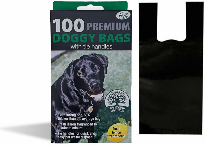 Scented Dog Poop Bags with Tie Handles | Double Thick Extra Large Poo Bags, Leak Proof Pet Waste Sacks for Dog Poo, Cat Litter | Strong Waste Cleanup Bag (600)