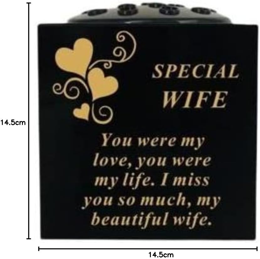 David Fischhoff Graveside Memorial Black & Gold Rose Bowl with Hearts - Special Wife