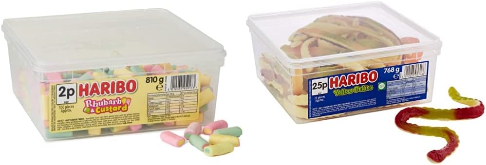 HARIBO sweets 810g tub, RHUBARB AND CUSTARD