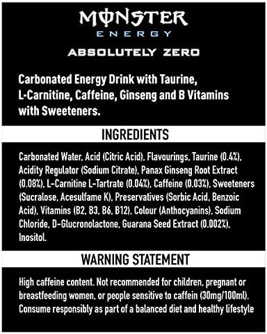 Monster Energy Drink Absolutely Zero Sugar 12 x 500ml