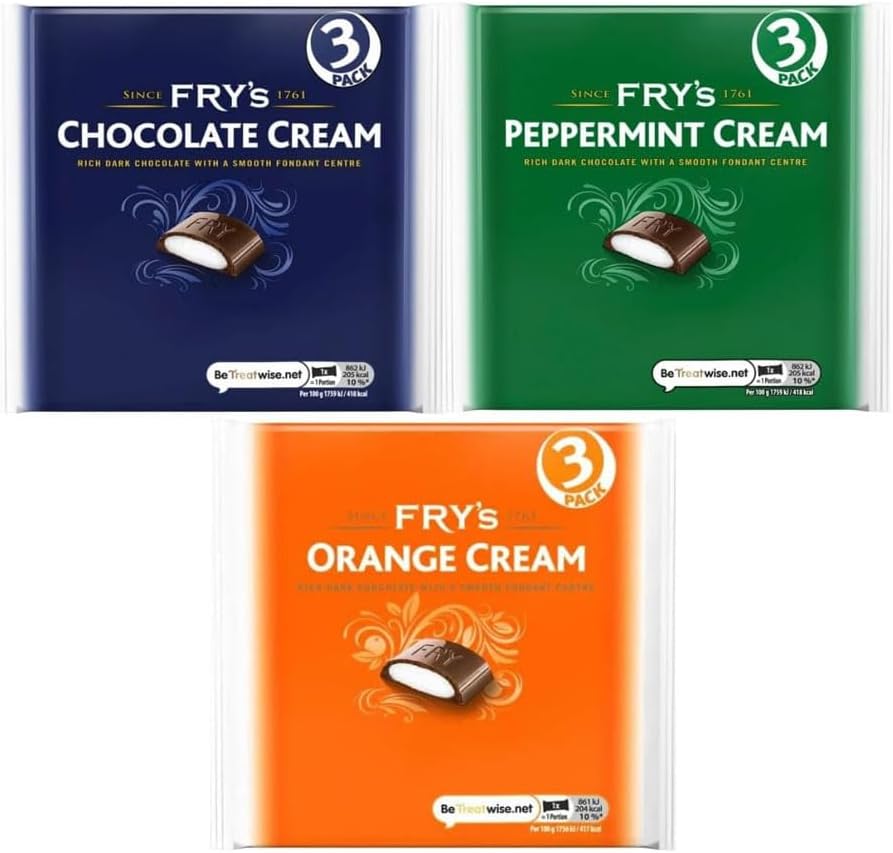 Fryyss Chocolate Cream Bar Bundle | 3 × Chocolate Cream, 3 × Peppermint Cream, 3 × Orange Cream – Rich Dark Chocolate – Snack Bars for Gifting, Sharing & Xmas, Stocking Fillers, Birthday-147g (9 Bars)