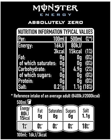 Monster Energy Drink Absolutely Zero Sugar 12 x 500ml
