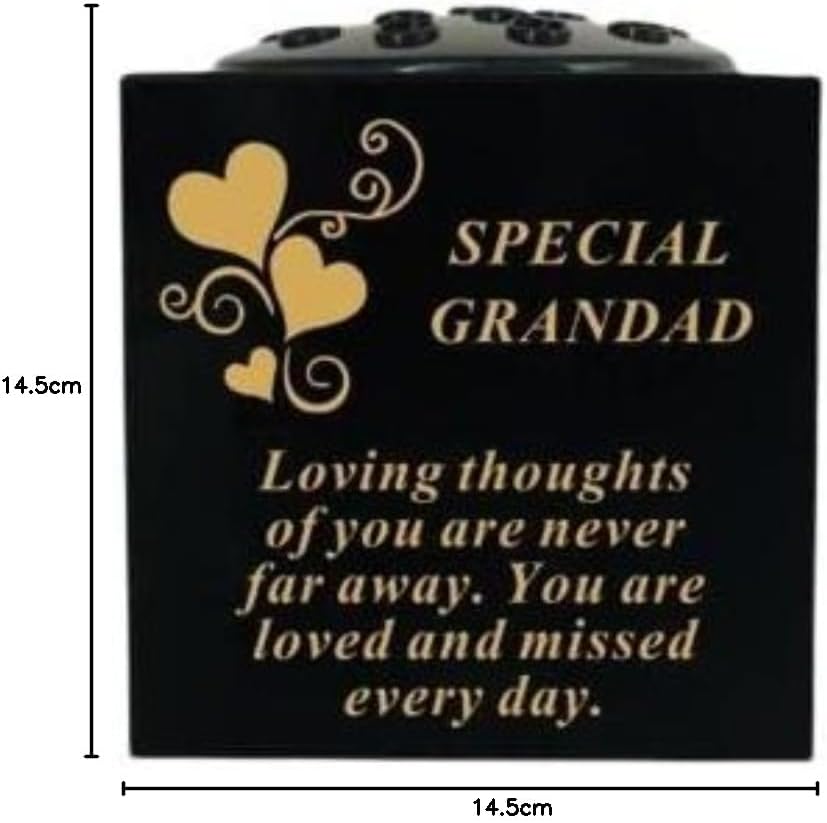 David Fischhoff Graveside Memorial Black & Gold Rose Bowl with Hearts - Special Grandad