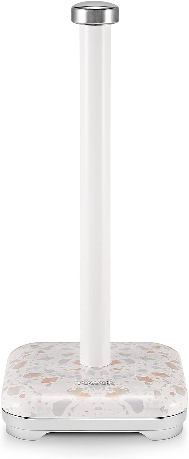 Tower T826152TAN Terrazzo 6 Branch Mug Tree and Kitchen Towel Pole, Tan