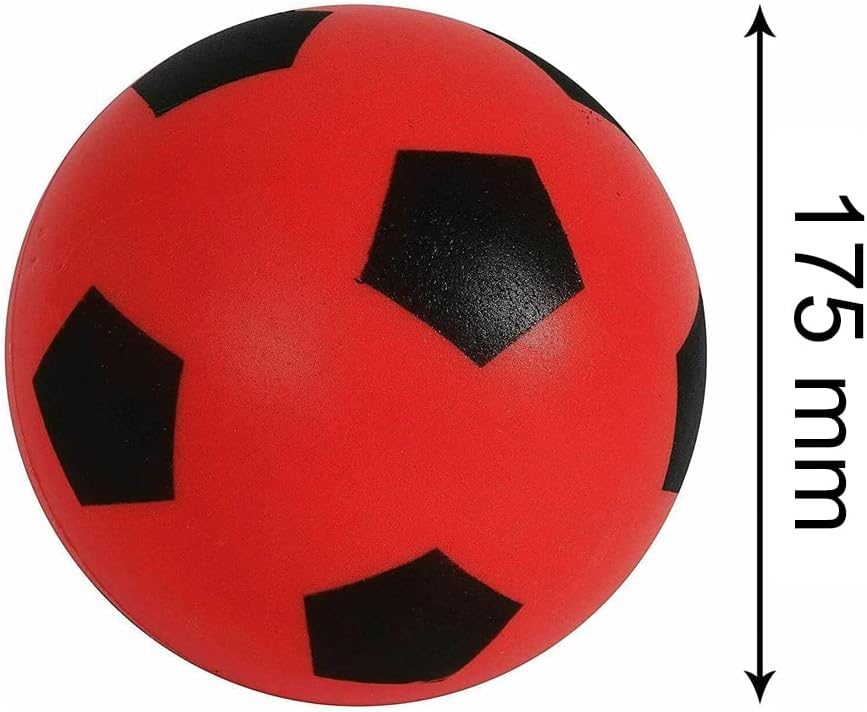 OnlineStreet Size 4 Football - Sponge Foam Soccer Ball; Ideal for Outdoor Games for Kids, Indoor Football, Kids’/Adults’ Garden Games, and Beach Games for Families (17.5 cm) (Red)