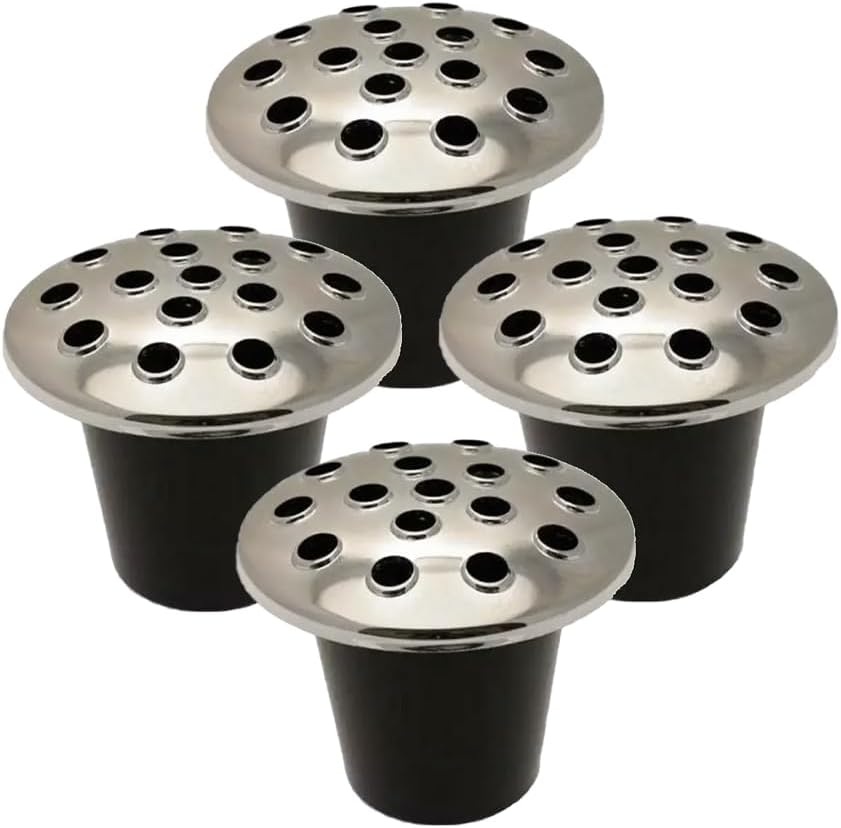 Black Plastic Grave Vase with Lid – Memorial Flower Holder for Headstones, Cemetery Vase for Artificial & Fresh Flowers | Weatherproof Grave Flower Pot for Marble or Stone Memorials – (2, Silver-Top)