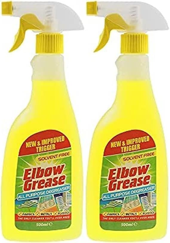 Elbow Grease Multi Surface Degreaser Spray Bottle | Kitchen Laundry Household Cleaner | Clothes Stain Remover - Antibacterial & Multipurpose Spray | Yellow, 500ml (2)