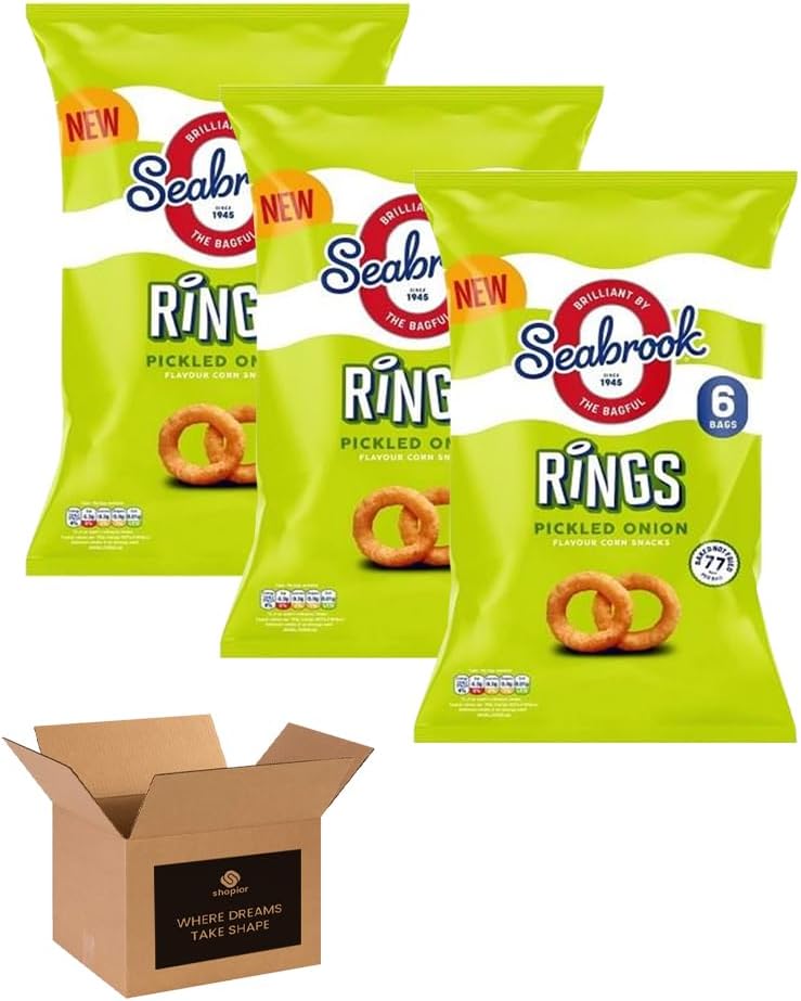 Seabrook Crispy Chips – Original Crinkle Cut Flavoured Crisps, Classic British Snack for Kids and Adults, Lunchbox, Movie Nights, Traveling – 6 Snack Bags (Pack 3, 6xSea Salted)