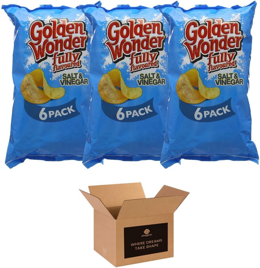 Golden Wonder Variety Crisp Pack Potato Crisps - 3 Pack of Delicious, Crunchy Snacks for Any Occasion | Family-Friendly Multi-Pack 25g (3 Pack, 6xSalt and Chilli Chicken)