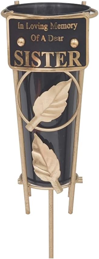 Grave Vases with Spike Grave Ornaments - Memorial Plaques/Black Vases Flower Holders with Personalised Quotes; Metal Spikes Grave Decorations in Loving Memory of your Loved Ones (Dad)