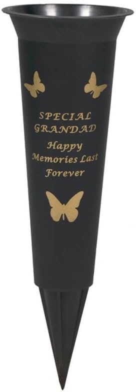 Memorial Grave Vases Ornaments Plastic Flower Holders - Butterfly Spike Grave Flower Vase Holders with Funeral Verses for Your Loved Ones - Black (Sister)
