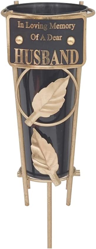 Grave Vases with Spike Grave Ornaments - Memorial Plaques/Black Vases Flower Holders with Personalised Quotes; Metal Spikes Grave Decorations in Loving Memory of your Loved Ones (Dad)
