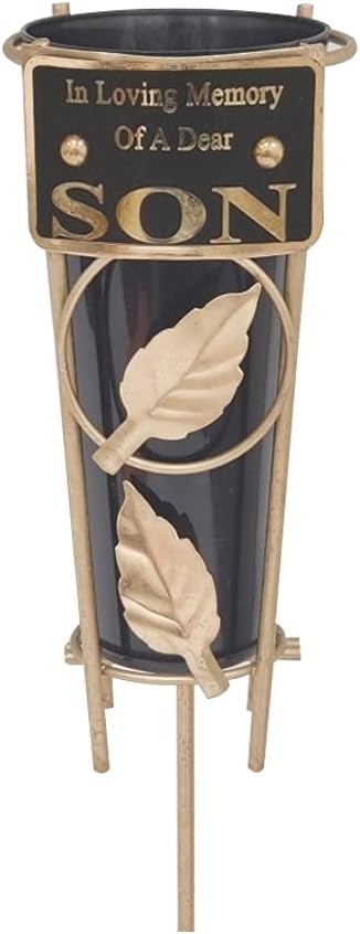 Grave Vases with Spike Grave Ornaments - Memorial Plaques/Black Vases Flower Holders with Personalised Quotes; Metal Spikes Grave Decorations in Loving Memory of your Loved Ones (Dad)