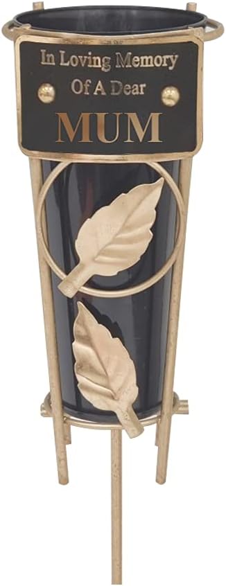 Grave Vases with Spike Grave Ornaments - Memorial Plaques/Black Vases Flower Holders with Personalised Quotes; Metal Spikes Grave Decorations in Loving Memory of your Loved Ones (Dad)