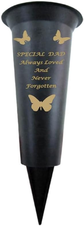 Memorial Grave Vases Ornaments Plastic Flower Holders - Butterfly Spike Grave Flower Vase Holders with Funeral Verses for Your Loved Ones - Black (Sister)