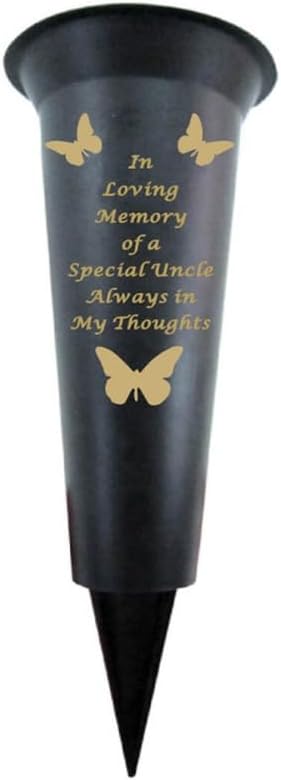 Memorial Grave Vases Ornaments Plastic Flower Holders - Butterfly Spike Grave Flower Vase Holders with Funeral Verses for Your Loved Ones - Black (Sister)