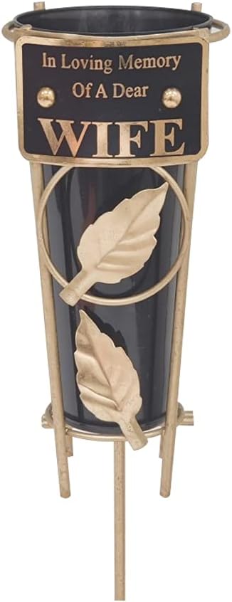 Grave Vases with Spike Grave Ornaments - Memorial Plaques/Black Vases Flower Holders with Personalised Quotes; Metal Spikes Grave Decorations in Loving Memory of your Loved Ones (Dad)