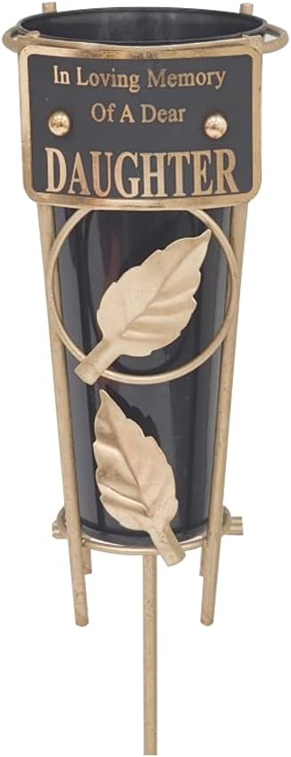 Grave Vases with Spike Grave Ornaments - Memorial Plaques/Black Vases Flower Holders with Personalised Quotes; Metal Spikes Grave Decorations in Loving Memory of your Loved Ones (Dad)