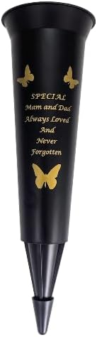 Memorial Grave Vases Ornaments Plastic Flower Holders - Butterfly Spike Grave Flower Vase Holders with Funeral Verses for Your Loved Ones - Black (Sister)