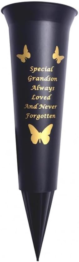 Memorial Grave Vases Ornaments Plastic Flower Holders - Butterfly Spike Grave Flower Vase Holders with Funeral Verses for Your Loved Ones - Black (Sister)