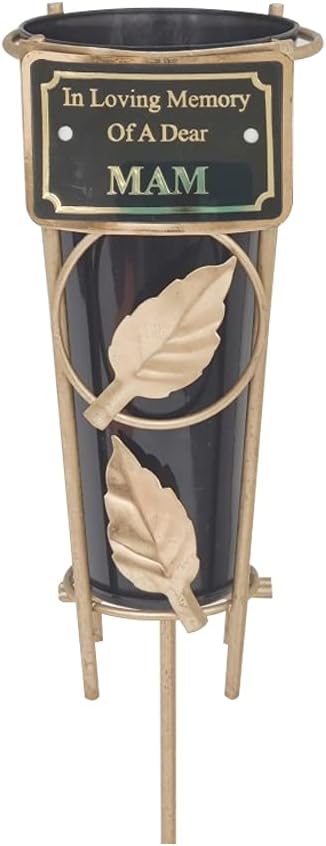 Grave Vases with Spike Grave Ornaments - Memorial Plaques/Black Vases Flower Holders with Personalised Quotes; Metal Spikes Grave Decorations in Loving Memory of your Loved Ones (Dad)