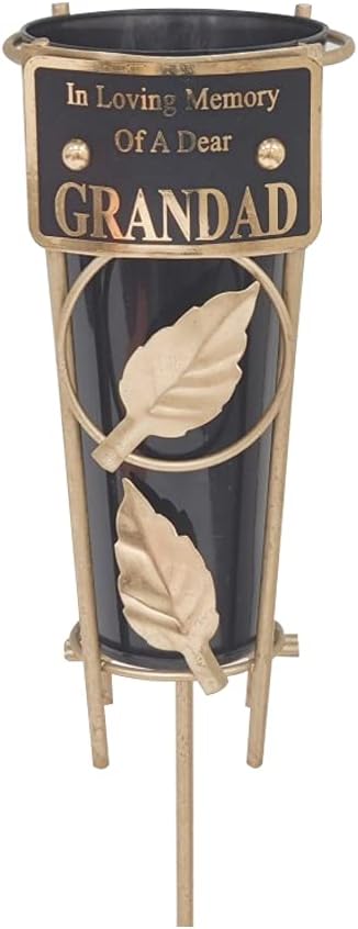 Grave Vases with Spike Grave Ornaments - Memorial Plaques/Black Vases Flower Holders with Personalised Quotes; Metal Spikes Grave Decorations in Loving Memory of your Loved Ones (Dad)
