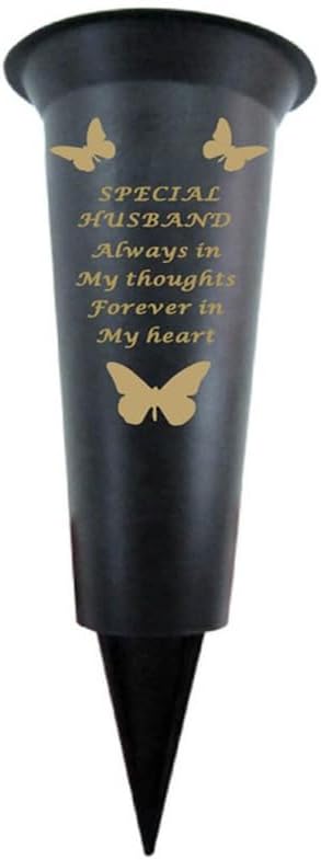 Memorial Grave Vases Ornaments Plastic Flower Holders - Butterfly Spike Grave Flower Vase Holders with Funeral Verses for Your Loved Ones - Black (Sister)