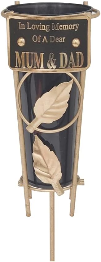 Grave Vases with Spike Grave Ornaments - Memorial Plaques/Black Vases Flower Holders with Personalised Quotes; Metal Spikes Grave Decorations in Loving Memory of your Loved Ones (Dad)