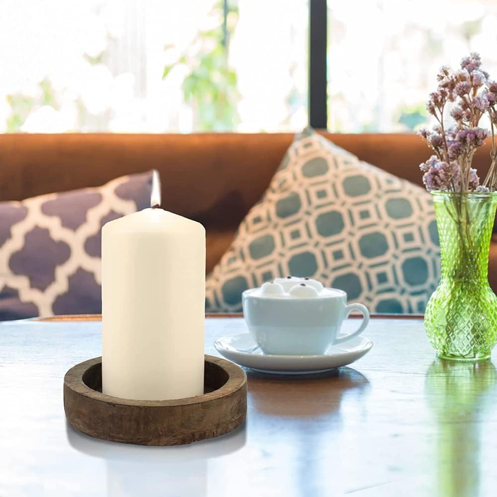 Decorative Long-Lasting Unscented Overdipped Church Pillar Candle Set | Slow Burning Giant Festive Candle for Home Decor with 150 Hr Burn Time | Smokeless Votive Candles | White (White Pack of 6)