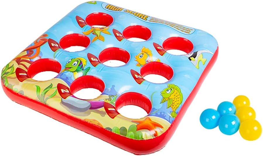 OnlineStreet Target Ball Inflatable Game - Outdoor/Indoor Party Game and Garden Toy for Kids; Perfect Summer/Lawn Family Game Set with a Reversible Inflatable Mat and Colourful Balls